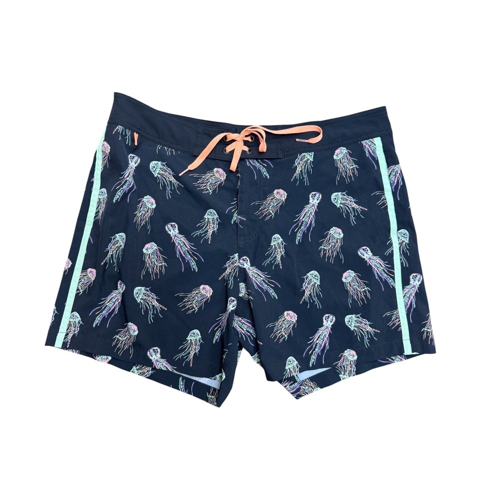 Chubbies Jellyfish Board Shorts Black Orange 6" Inseam Mens Size 35 / L unlined